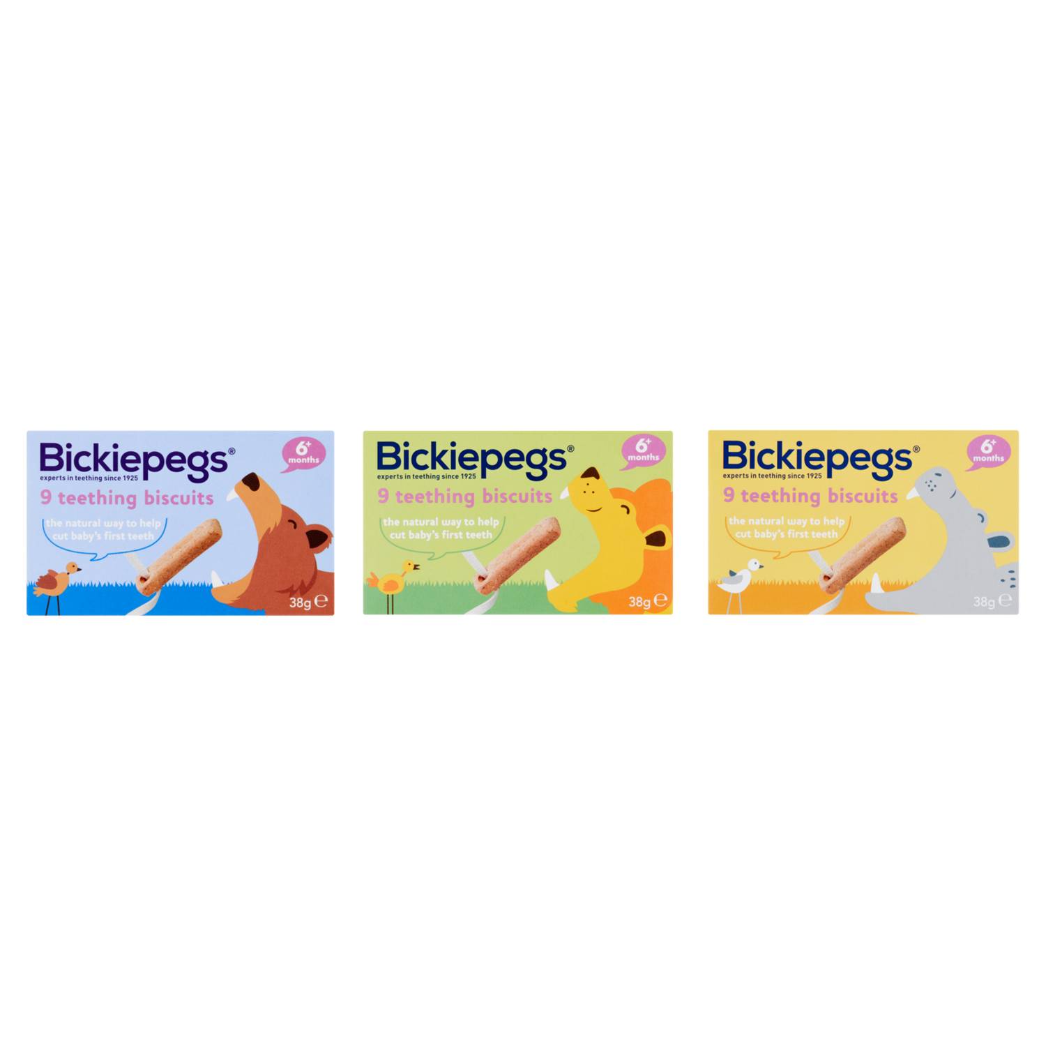 Bickiepegs teething biscuits 38g, imported from the UK