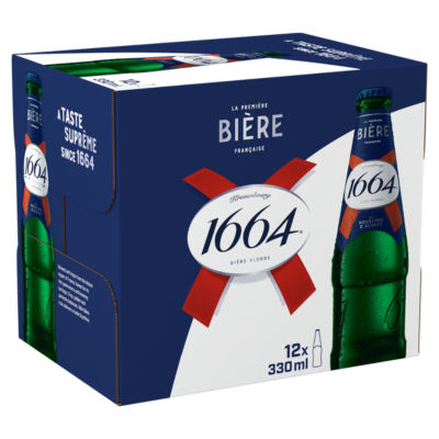 Kronenbourg 1664 lager beer bottles 12x330ml (British brand)