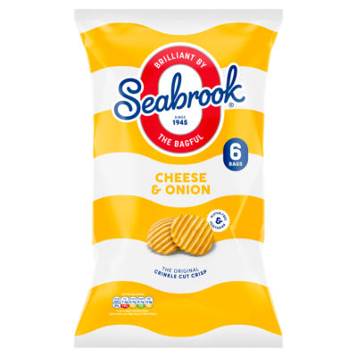ASDA Seabrook Cheese & Onion The Original Crinkle Cut Crisps 6 x 25g- Buy online at McGrocer