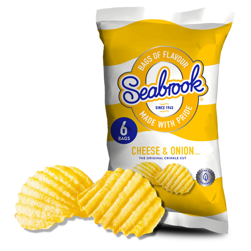 Seabrook Cheese & Onion Crisps 6 x 25g (British brand)