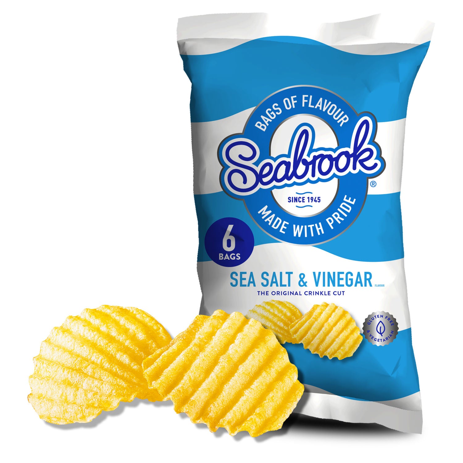 Seabrook Sea Salt & Vinegar Crisps 6x25g multipack (British brand)