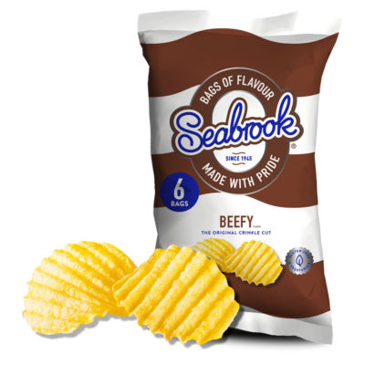 Seabrook Beefy Flavour Crinkle Cut Crisps 6 x 25g (British brand)