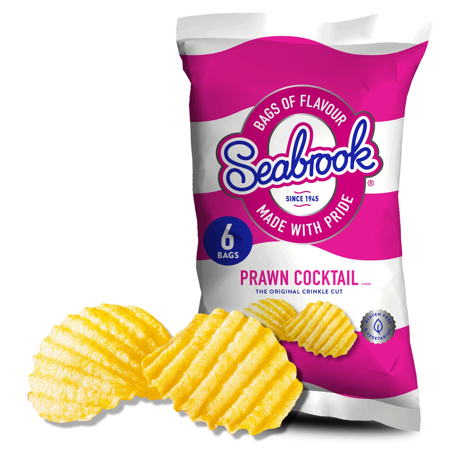 Seabrook prawn cocktail flavour crisps 6 x 25g multipack (British brand)