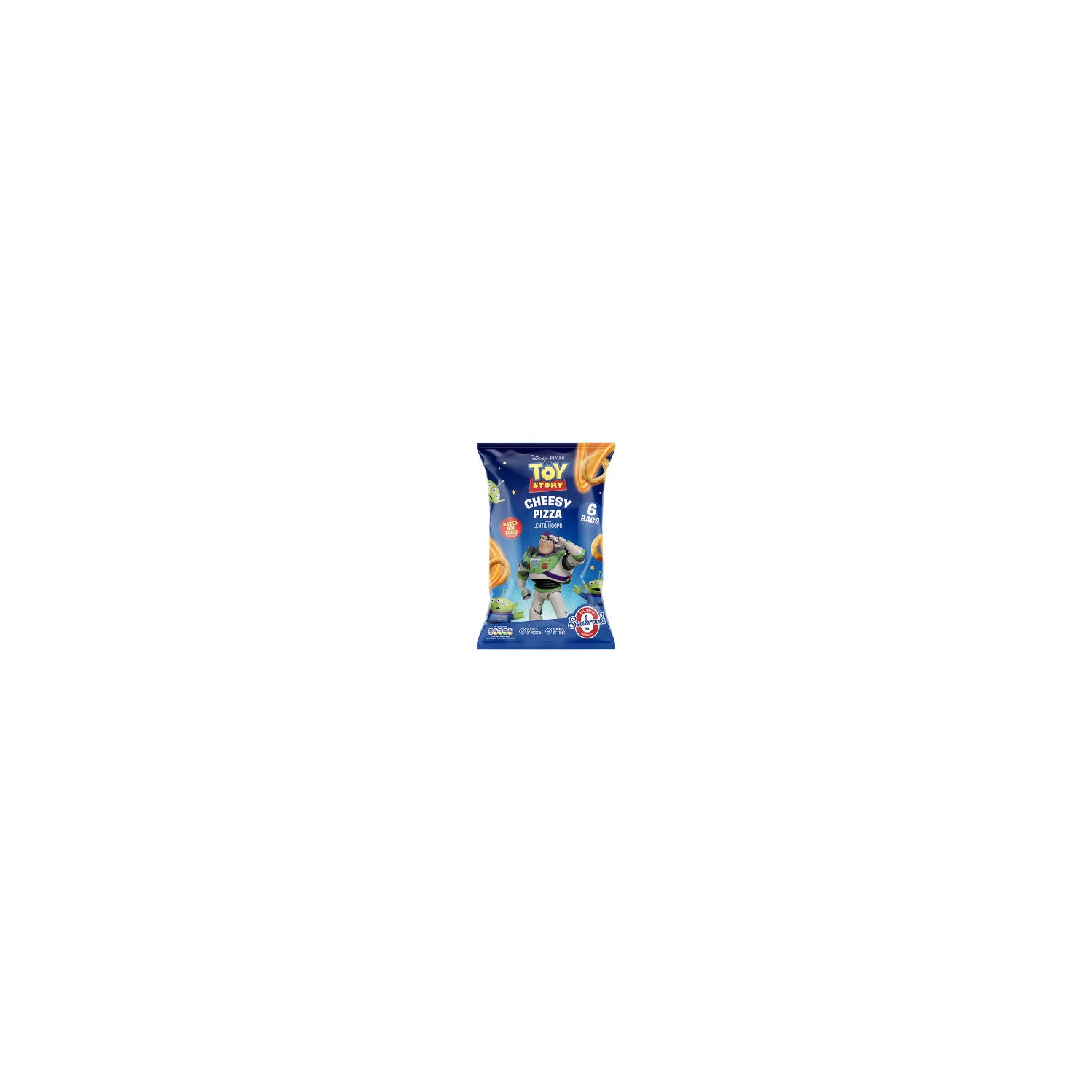 Seabrook Toy Story cheesy pizza lentil hoops 6-pack, UK version