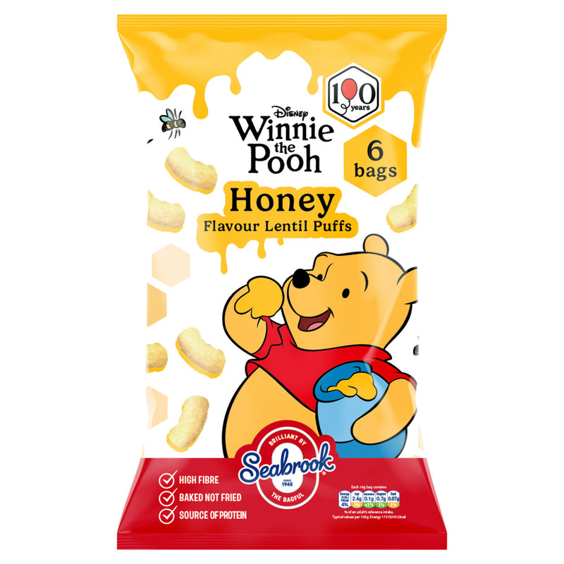 Seabrook Honey Flavour Lentil Puffs multipack 6x18g (British brand)