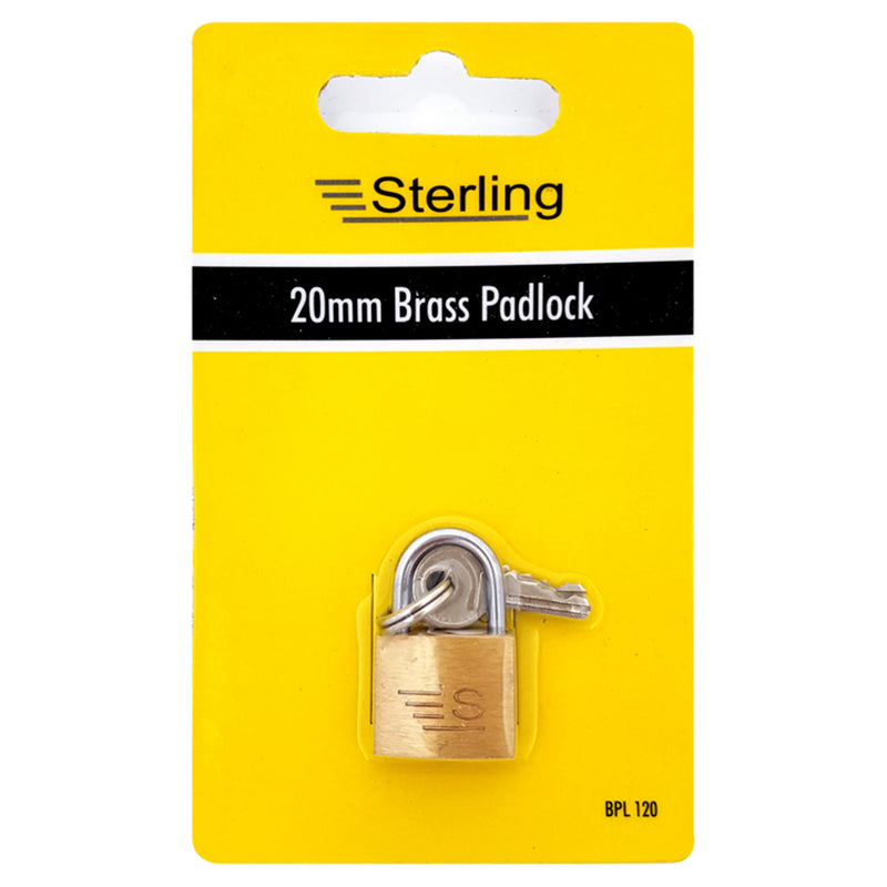 Sterling brass padlock 20mm with keys - British product