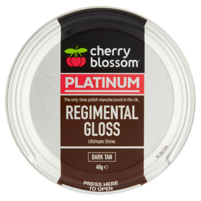 ASDA Cherry Blossom Platinum Regimental Gloss Dark Tan Shoe Polish 40g- Buy online at McGrocer