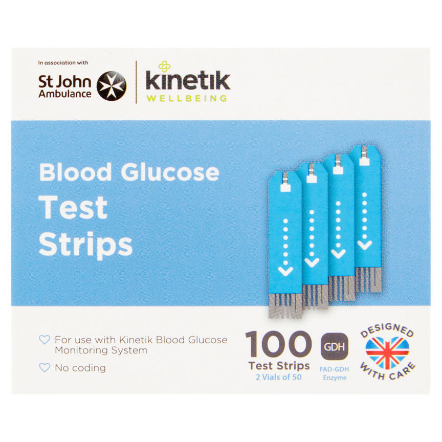 Kinetik Health Wellbeing Blood Glucose 100 Test Strips