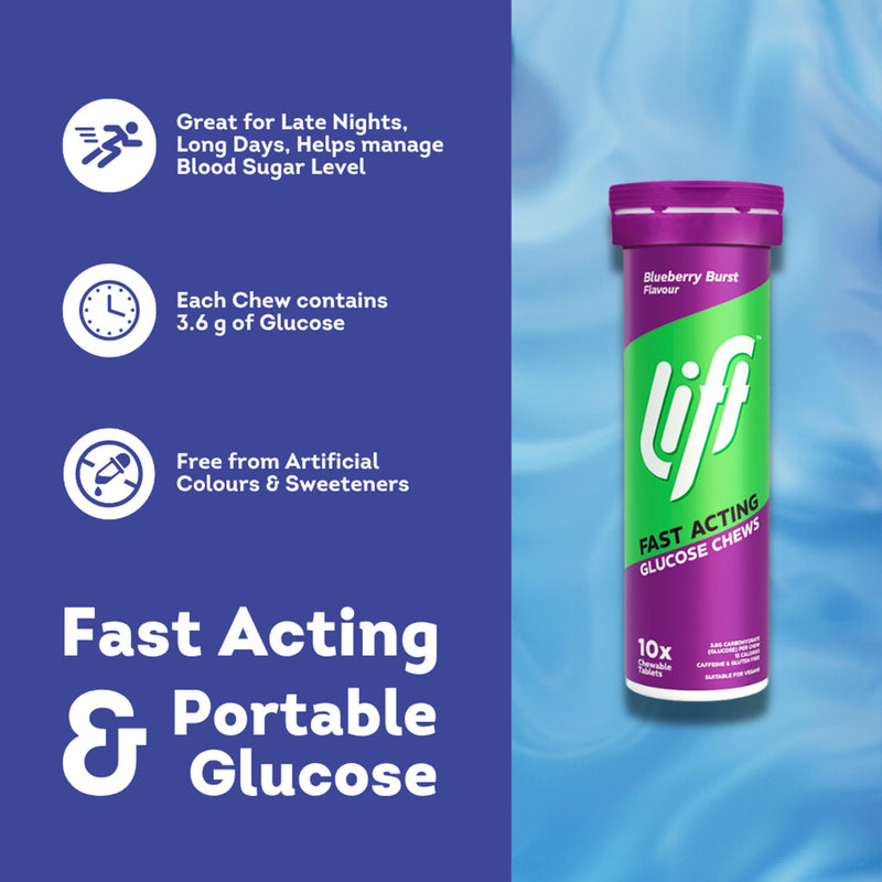 Lift glucose chews blueberry burst 40g, UK version