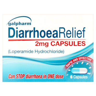 Soulagement de la diarrhée Galpharm 2 mg, 6 capsules, importé du Royaume-Uni