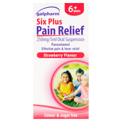 Galpharm Six Plus Barns Paracetamol Oral Suspansjon Jordbærsmak 80ml