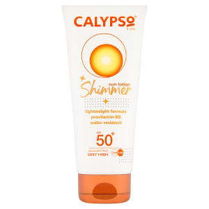 Calypso SPF 50+ shimmer sun lotion 100ml (British brand)