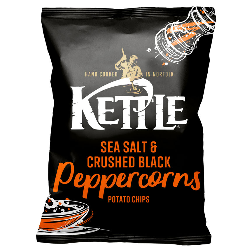 Kettle Chips Sea Salt and Crushed Black Peppercorns Sharing Crisps GOODS ASDA   