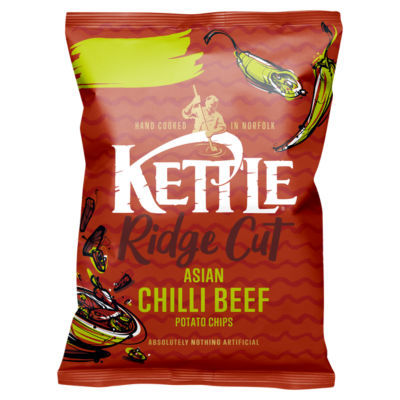 Chips Pommes de Terre Émincées Bœuf Piment d'Asie Kettle Ridge Cut 130g