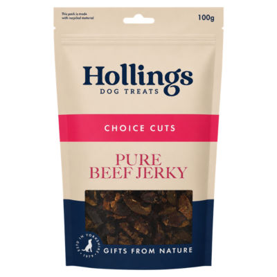 Hollings dog treats pure beef jerky 100g (British brand)