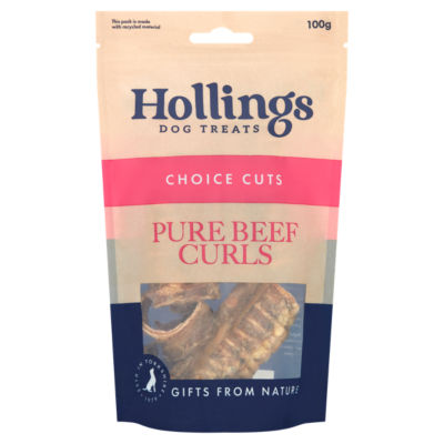 ASDA Hollings Dog Treats Choice Cuts Pure Beef Curls 100g- Buy online at McGrocer