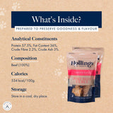 Hollings dog treats pure beef curls 100g (British brand)
