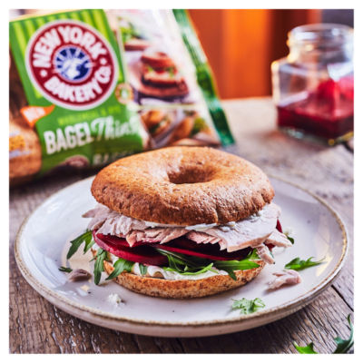 New York Bakery wholemeal rye bagel thins 4-pack - British product