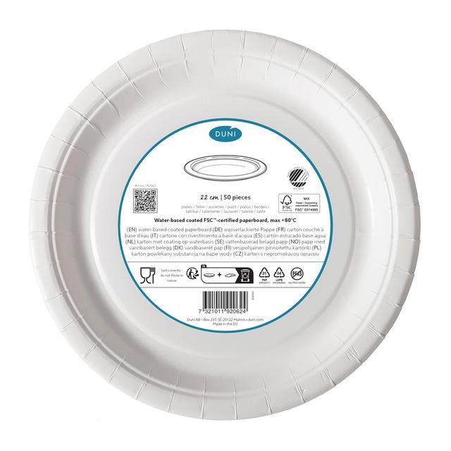 White 22cm Recyclable Paper Plates   50 per pack