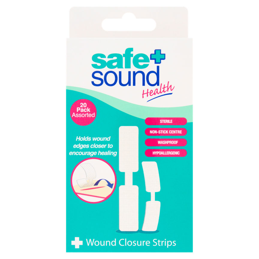 Safe + Sound Health 20 Assorted Wound Closure Strips GOODS ASDA   