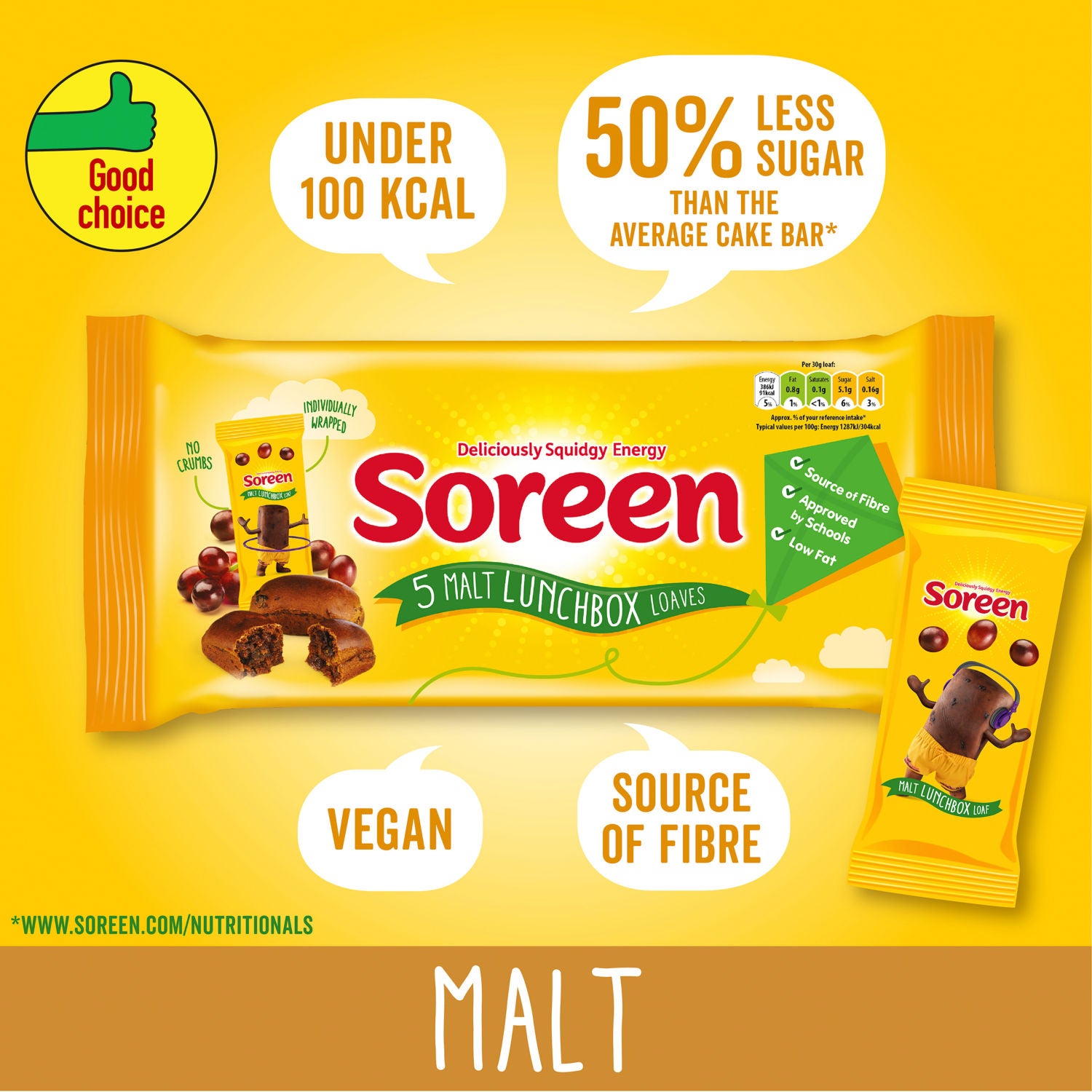 Soreen malt loaf snack bars 5 x 30g (British brand)