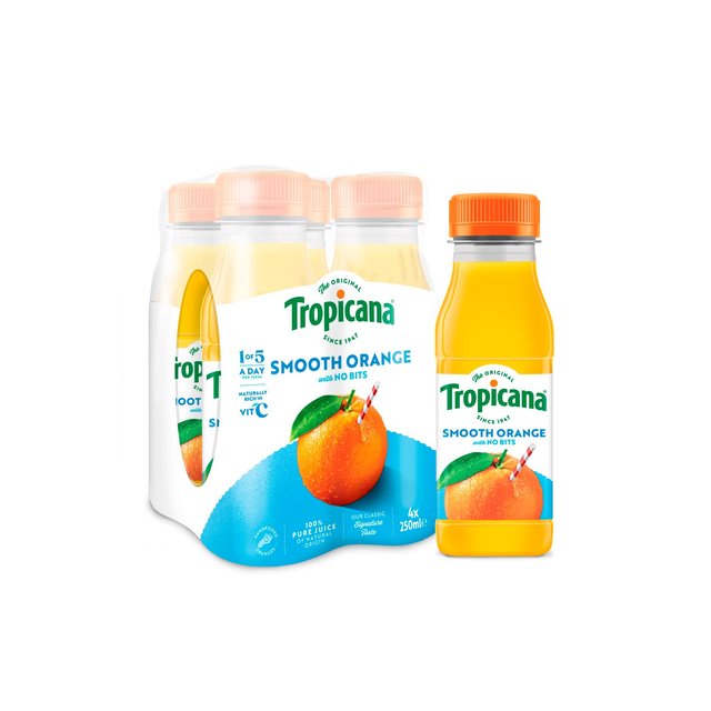 Tropicana Pure Smooth Orange Fruit Juice   4 x 250ml