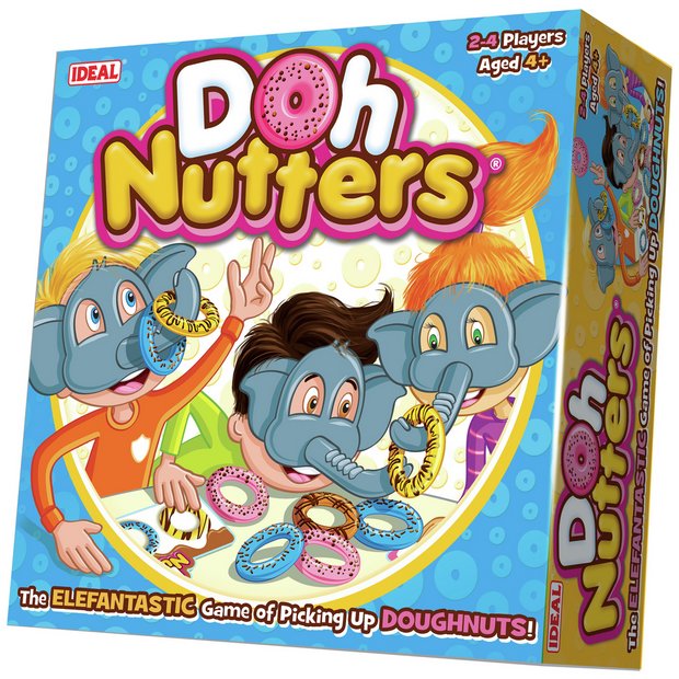 Doh Nutters Game with elephant masks and doughnuts (British brand)