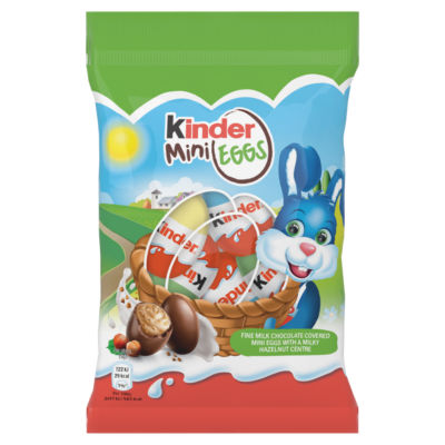 Kinder melkesjokolade mini egg snackpose 75g, importert fra Storbritannia