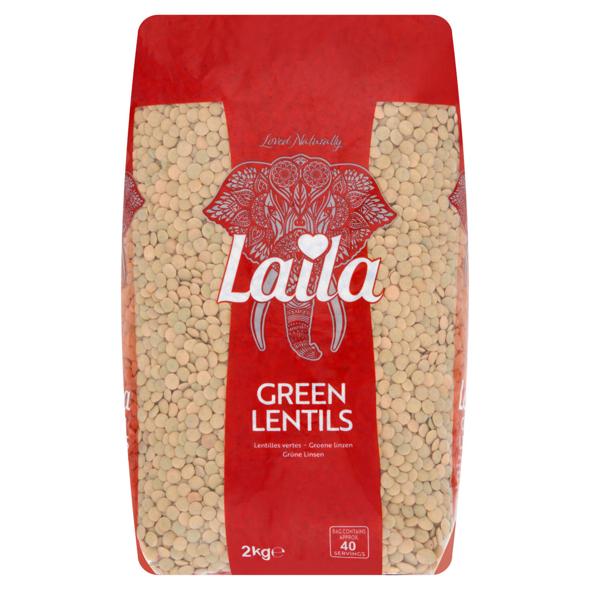 Laila green lentils 2kg (British brand)