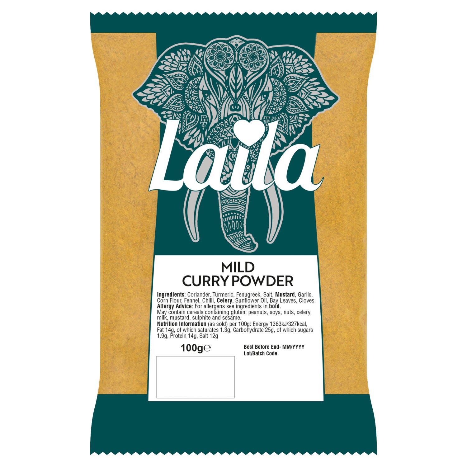Laila mild curry powder 100g, UK version