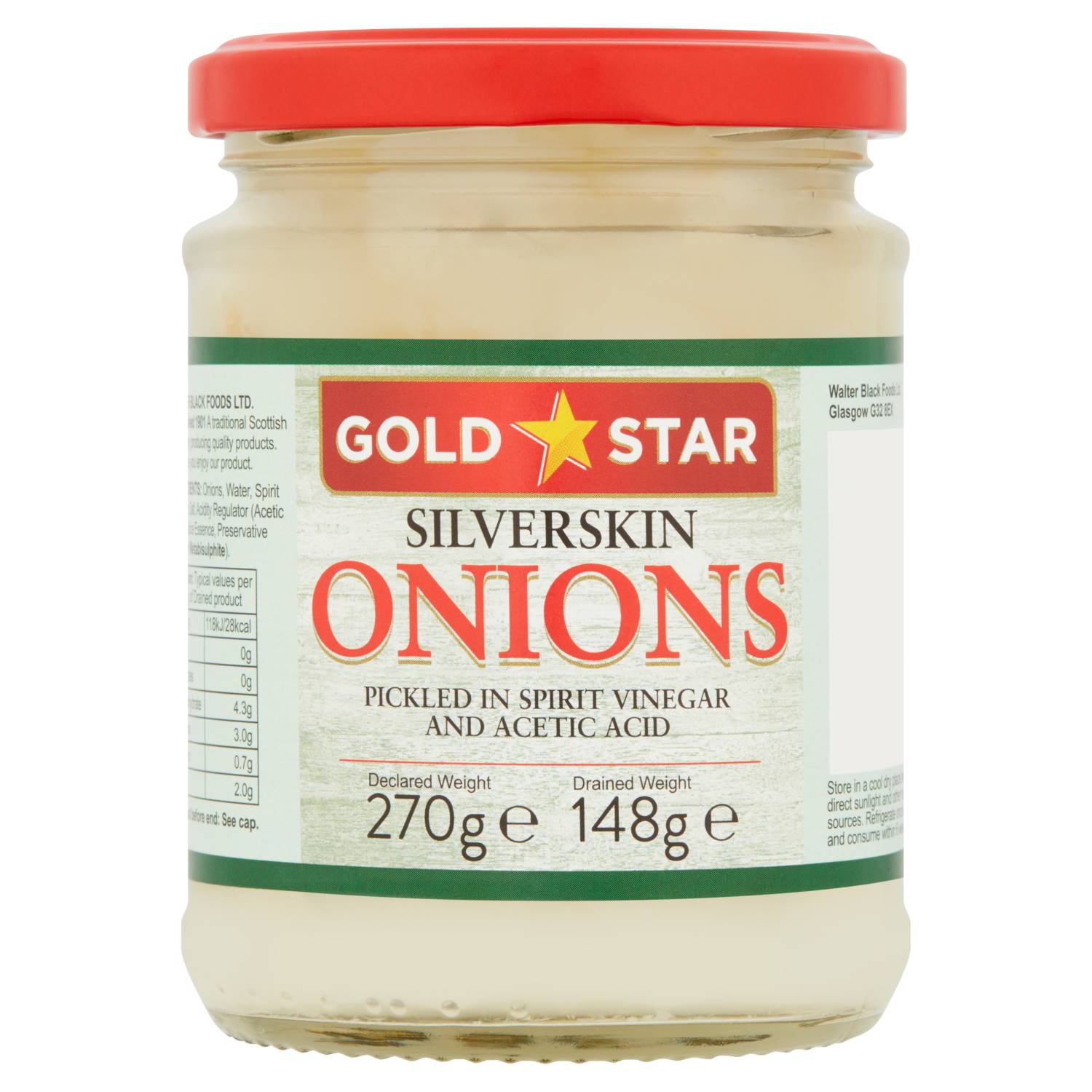 Gold Star silverskin pickled onions 270g, imported from the UK