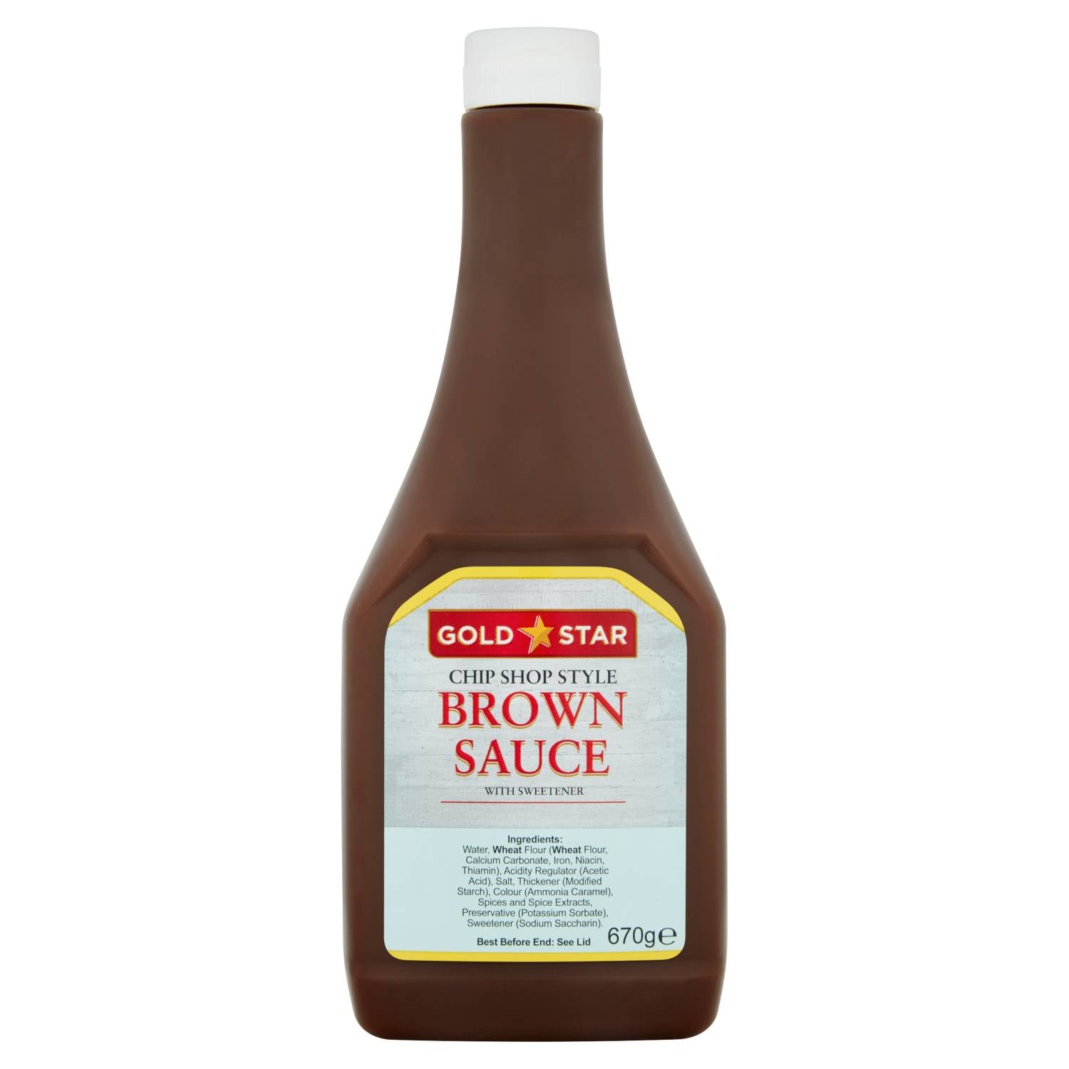 Gold Star brown sauce chip shop style 670g, imported from the UK