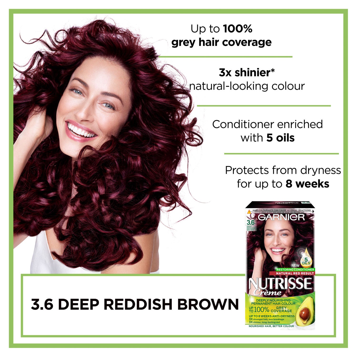 Garnier Nutrisse hair dye deep reddish brown, UK version