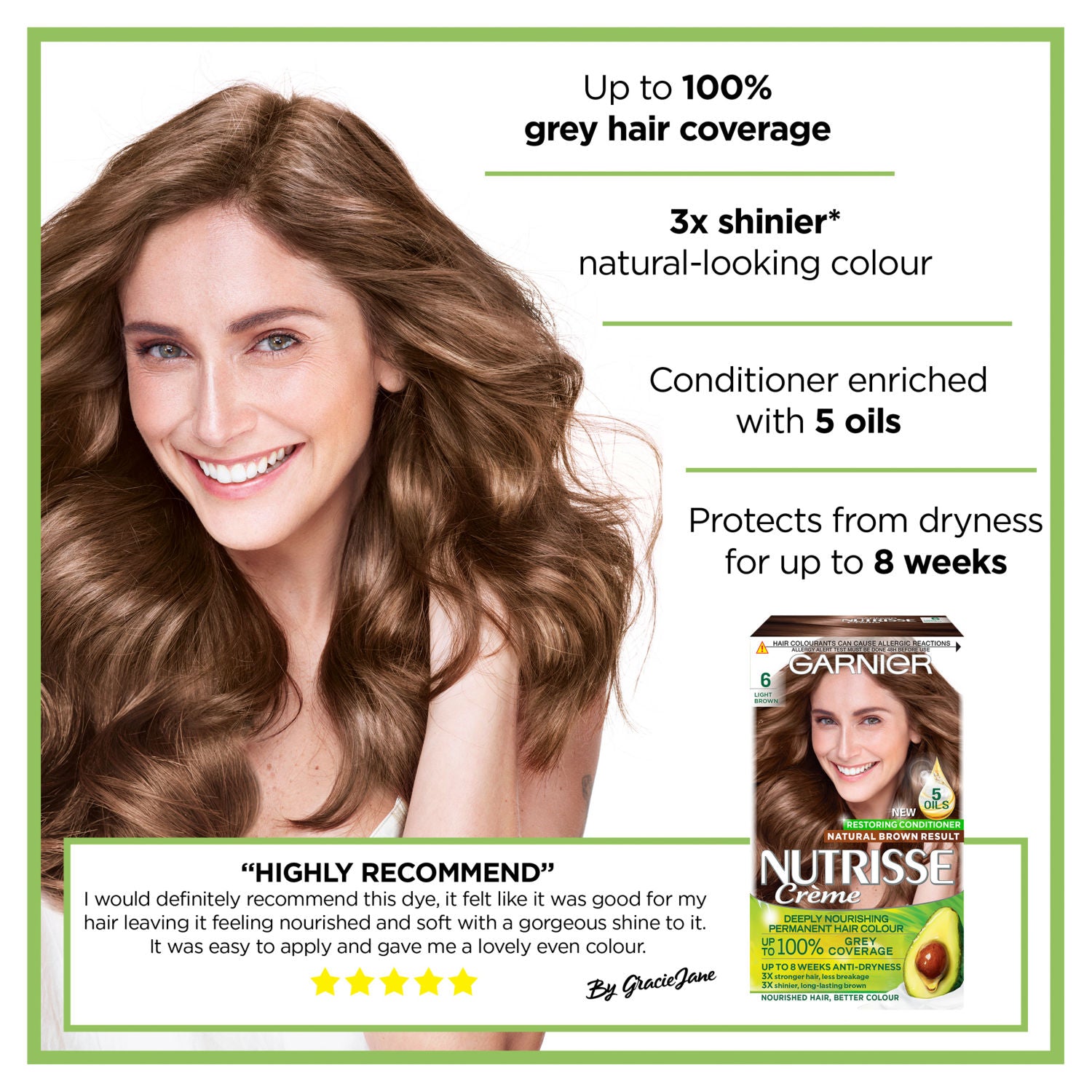Garnier Nutrisse permanent hair dye 6 Light Brown, UK version