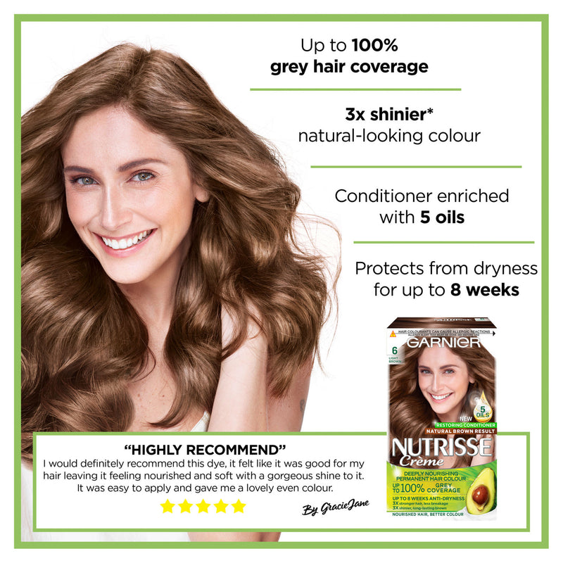 Garnier Nutrisse permanent hair dye 6 Light Brown, UK version