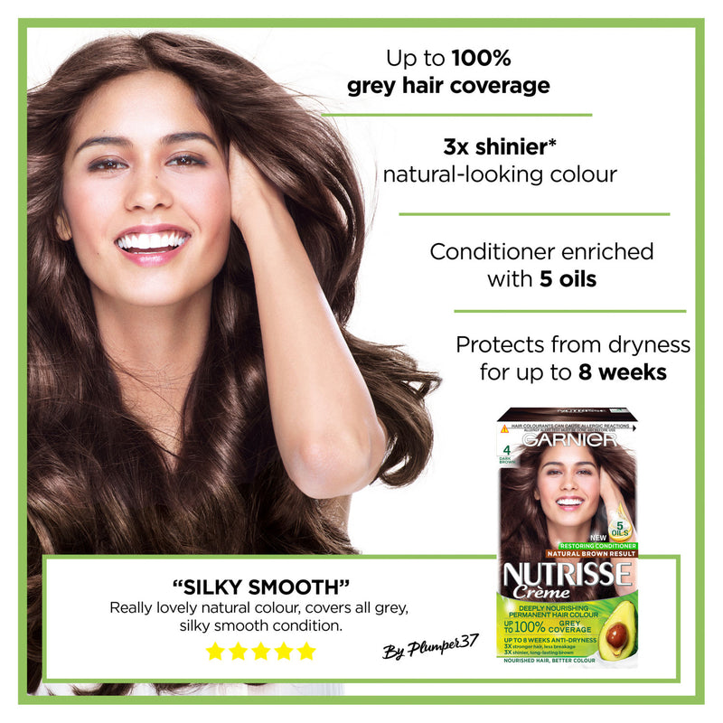 Garnier Nutrisse Ultra Crème Hair Dye 4 Dark Brown, UK version