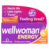 Vitabiotics Wellwoman Energy natural orange flavour effervescent tablets 10, UK version