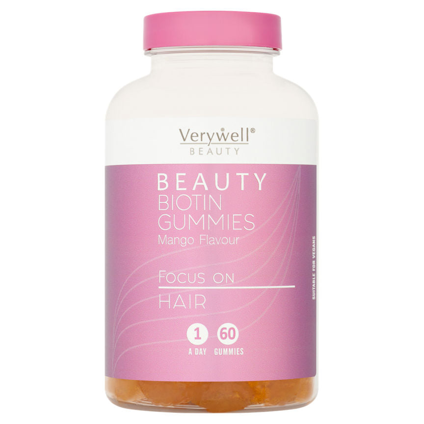 Verywell Beauty Biotin Gummies Mango Flavour 1 A Day 60 Gummies GOODS ASDA   