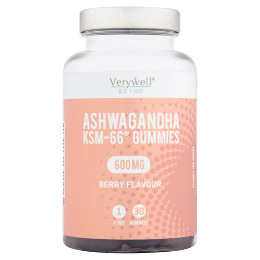 Verywell Being Ashwagandha KSM-66 Gummies 600mg Berry Flavour 30 Gummies