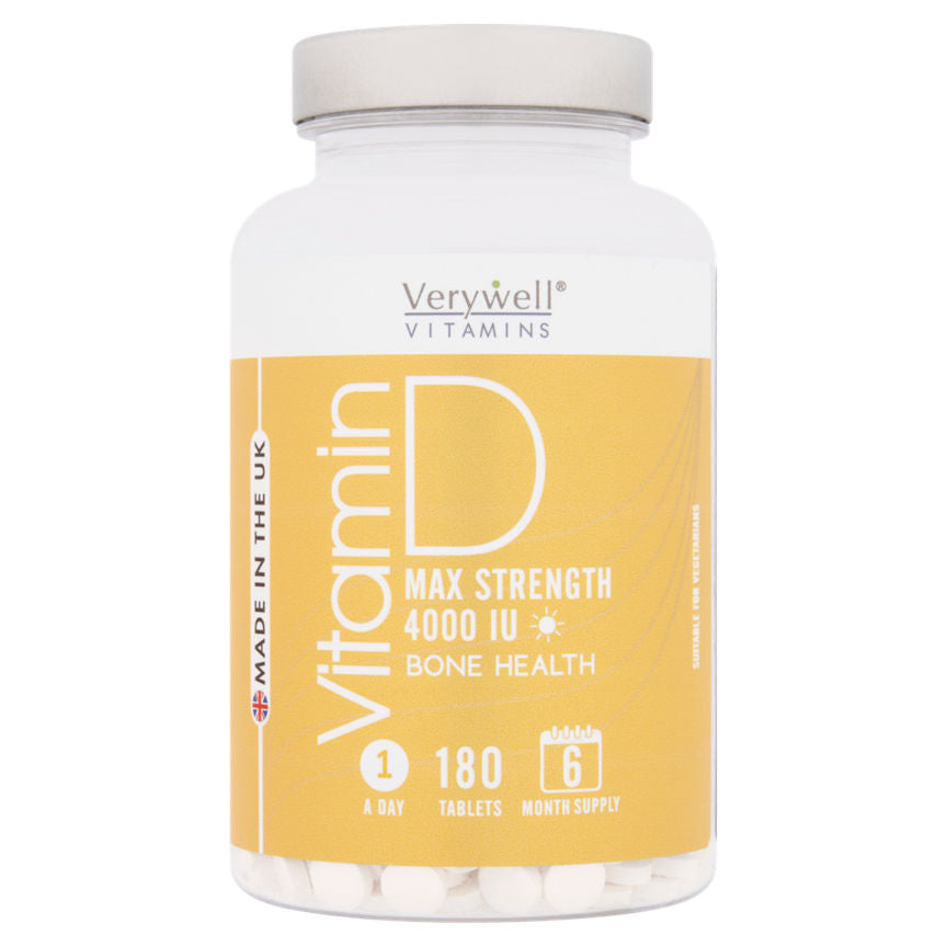 Verywell Vitamin D Max Strength 4000IU Bone Health 180 Tablets