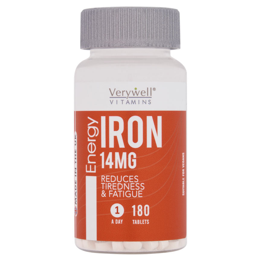 Verywell Vitamins Energy Iron 14mg 1 A Day 180 Tablets