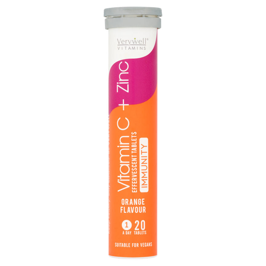 Verywell Vitamins Orange Flavour Vitamin C & Zinc 20 Effervescent Tablets GOODS ASDA   