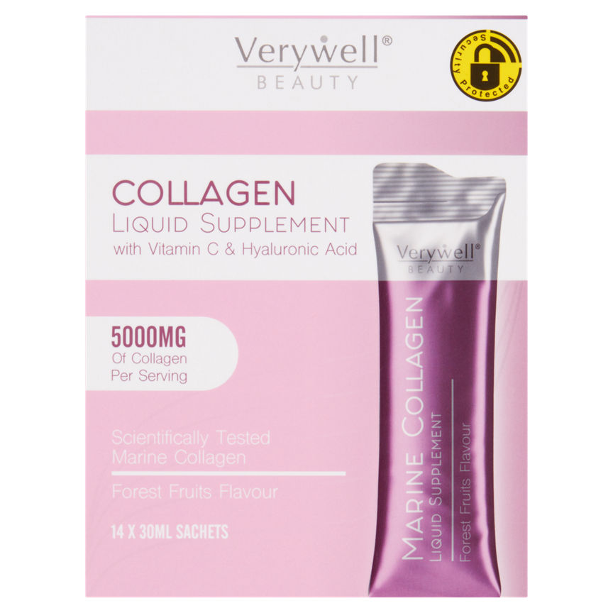 Verywell Beauty Collagen Liquid Supplement with Vitamin C & Hyaluronic Acid 14 x 30ml GOODS ASDA   