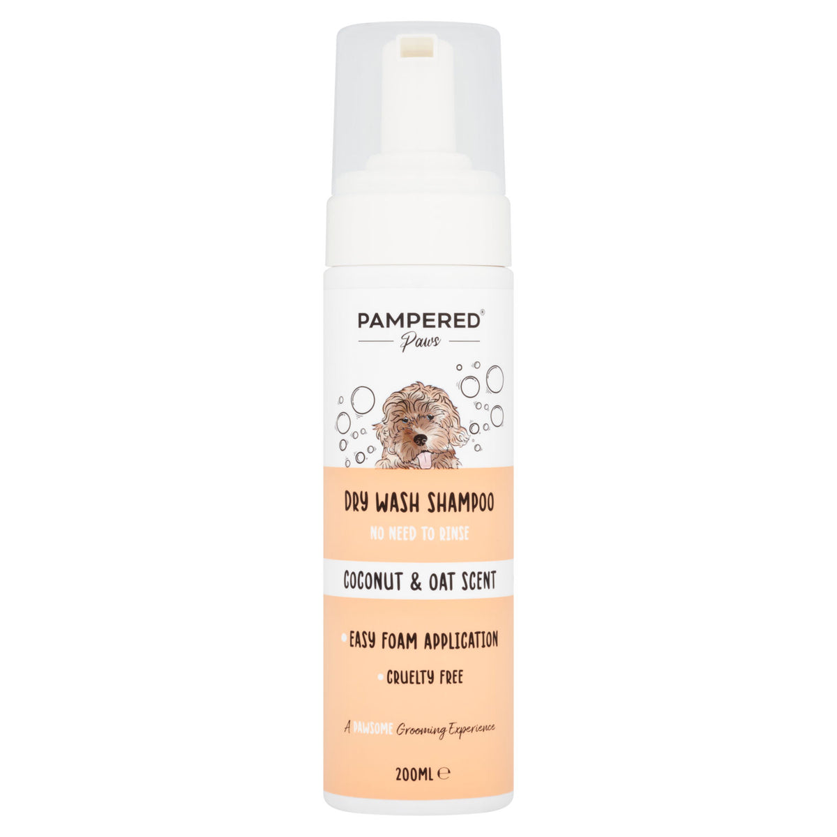 Pampered Paws dry wash shampoo coconut oat 200ml (British brand)