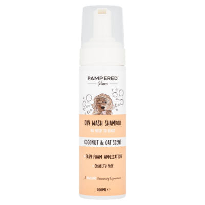 Pampered Paws dry wash shampoo coconut oat 200ml (British brand)