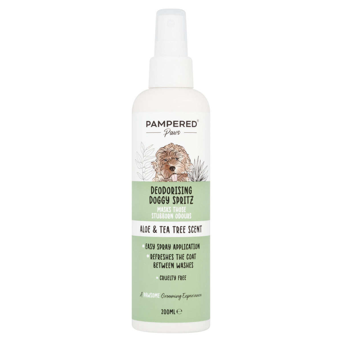 Pampered Paws Aloe & Tea Tree Doggy Spritz 200ml, imported from the UK