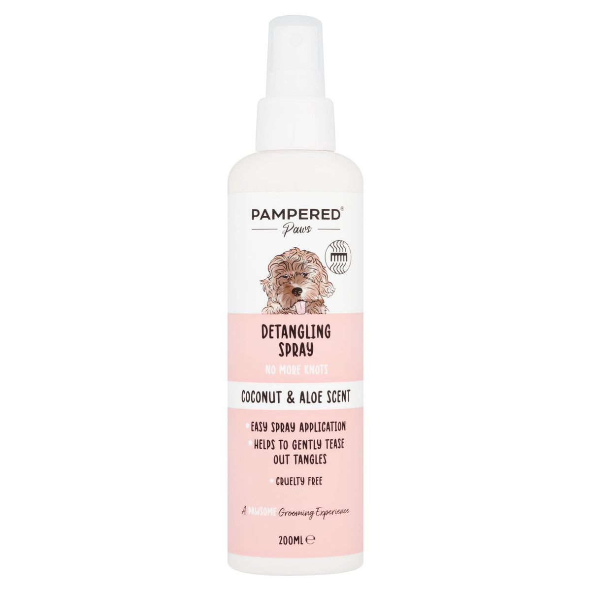 Pampered Paws detangling spray coconut and aloe 200ml, UK version