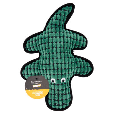 Pampered Paws crocodile dog toy, imported from the UK