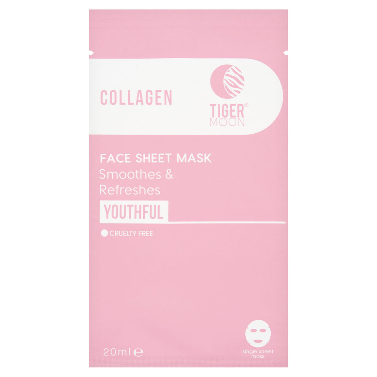 Tiger Moon Collagen Face Sheet Mask 20ml, UK version