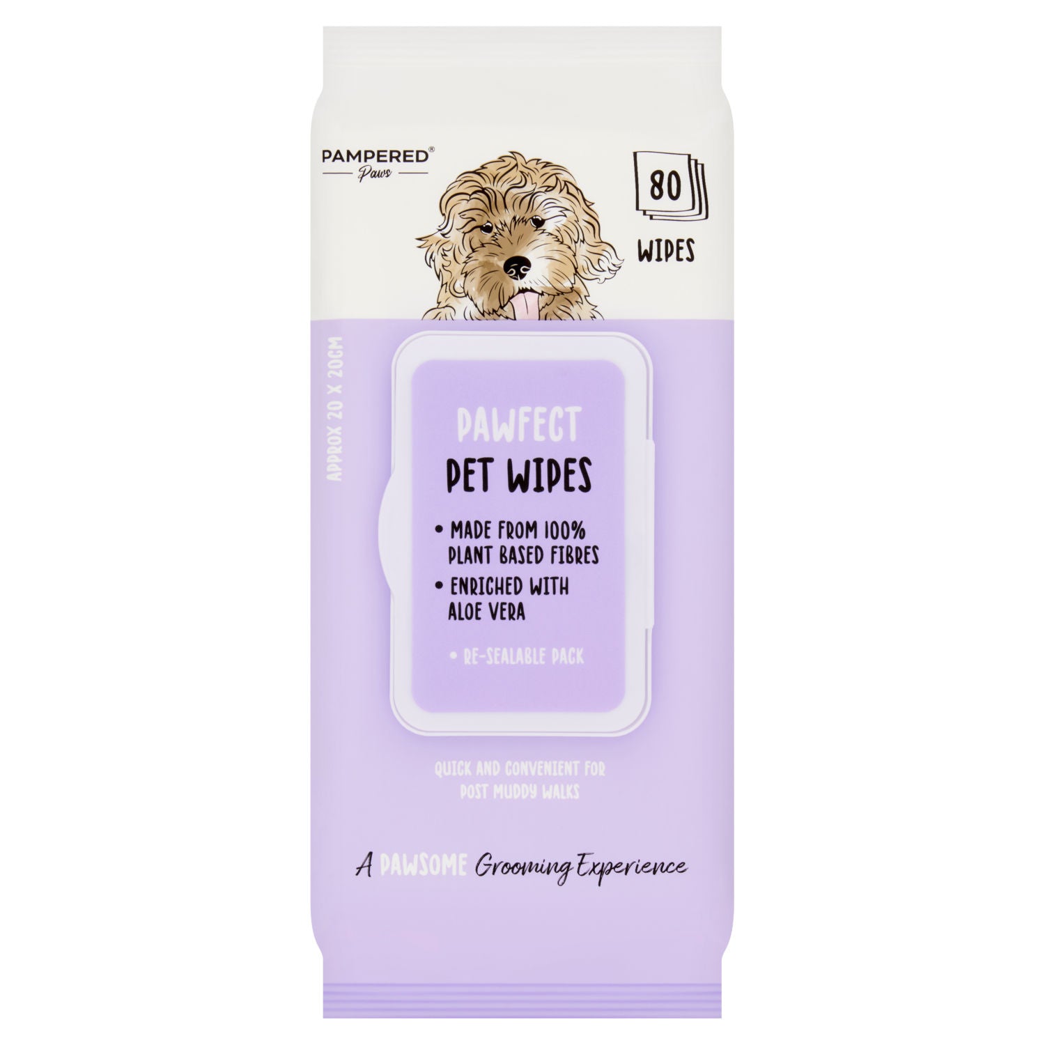 Pampered Paws pet wipes 80 count - British product